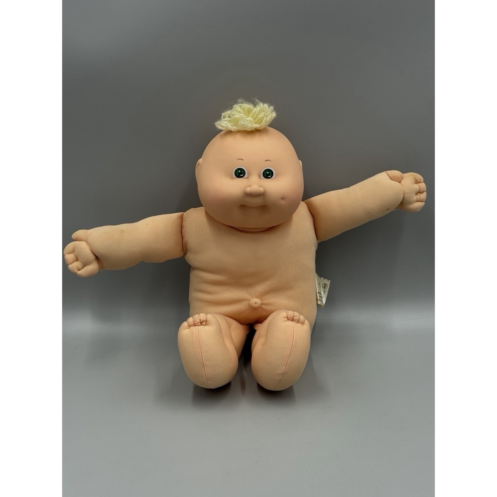 Vintage Cabbage Patch Kids Doll Blonde Tuft Hair Green Eyes Caleco READ DETAILS
